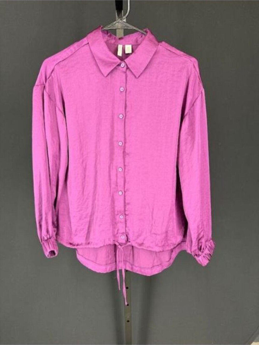 Cato Purple Long Sleeve Satin Button Up Blouse